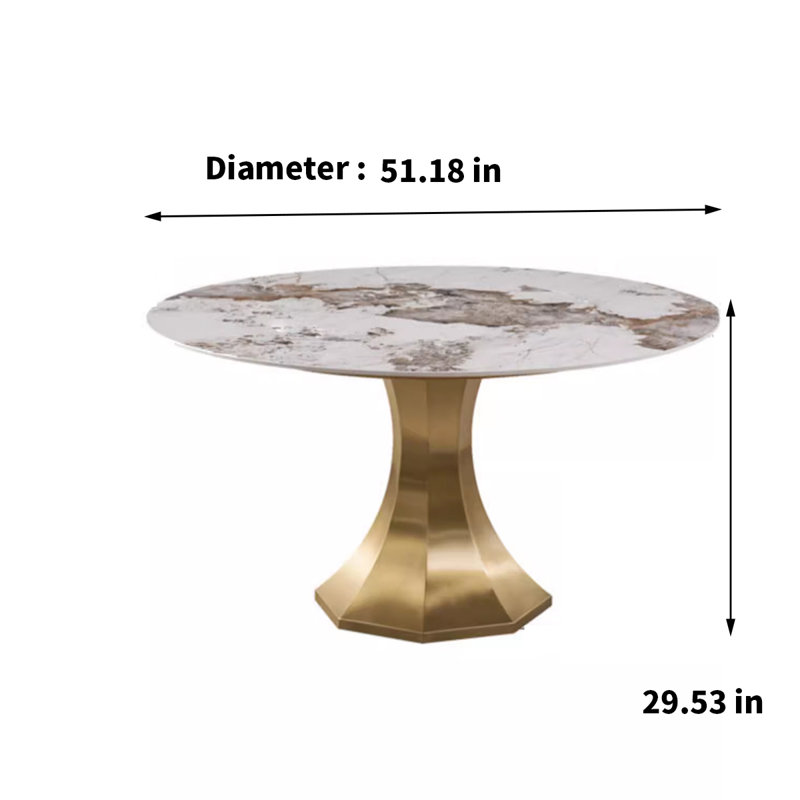 Koball Round Metal Base Dining Table, 29.53"H x 51.18"L x 51.18" W
