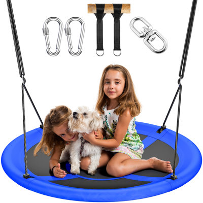 Outdoor Texlin Saucer Swing for Kids & Adults - Durable, 360° Spin, Easy Install