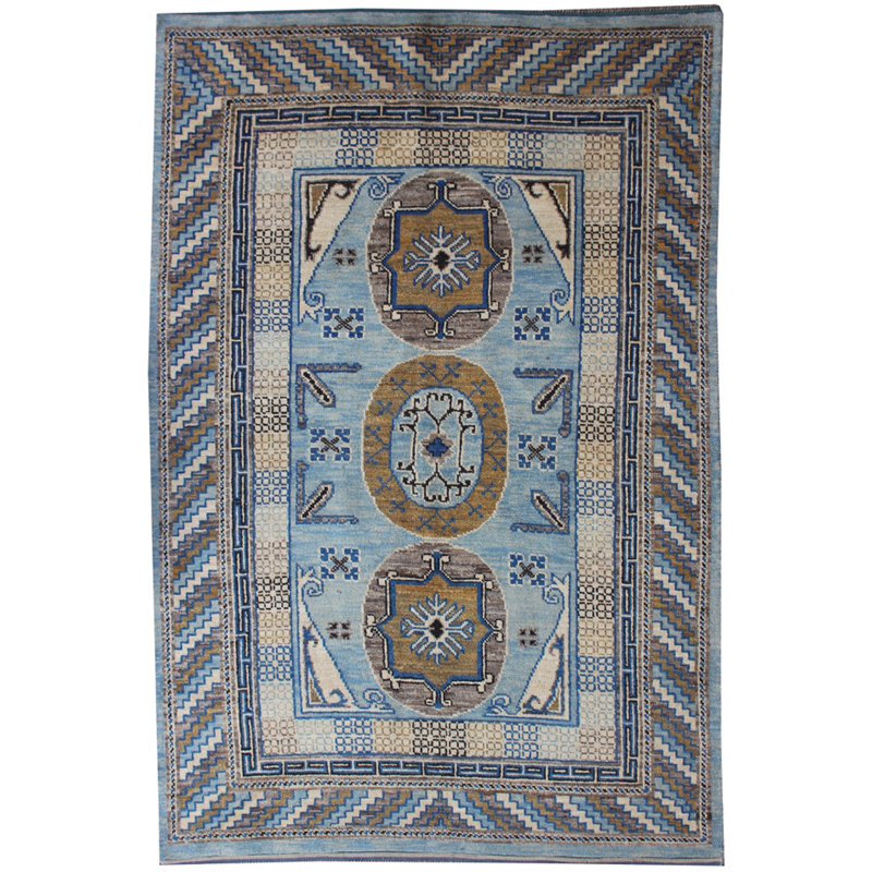 Geometric Hand Knotted 201cm X 303cm Area Rug