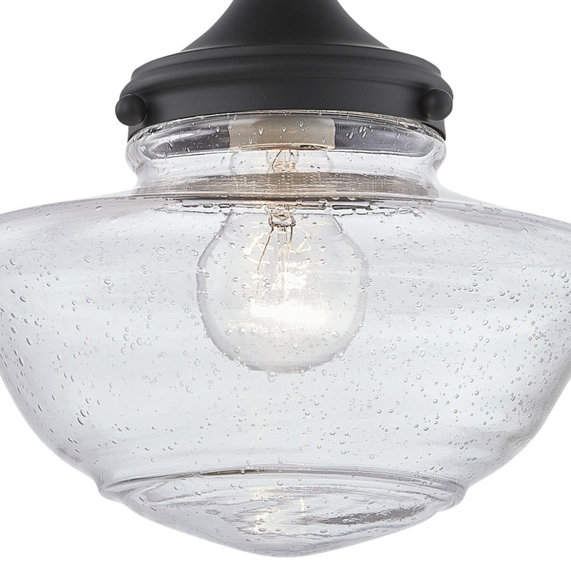 Millsap Glass Semi Flush Mount, Matte Black
