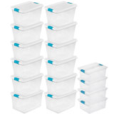 Sterilite 64 Quart Latching Storage Tote Box (12 Pack) + Deep Clip Box (4 Pack)