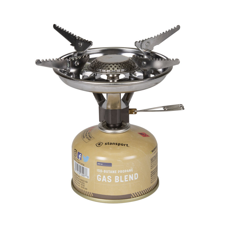 Compact Beige Stainless Steel Single Burner Camping Stove