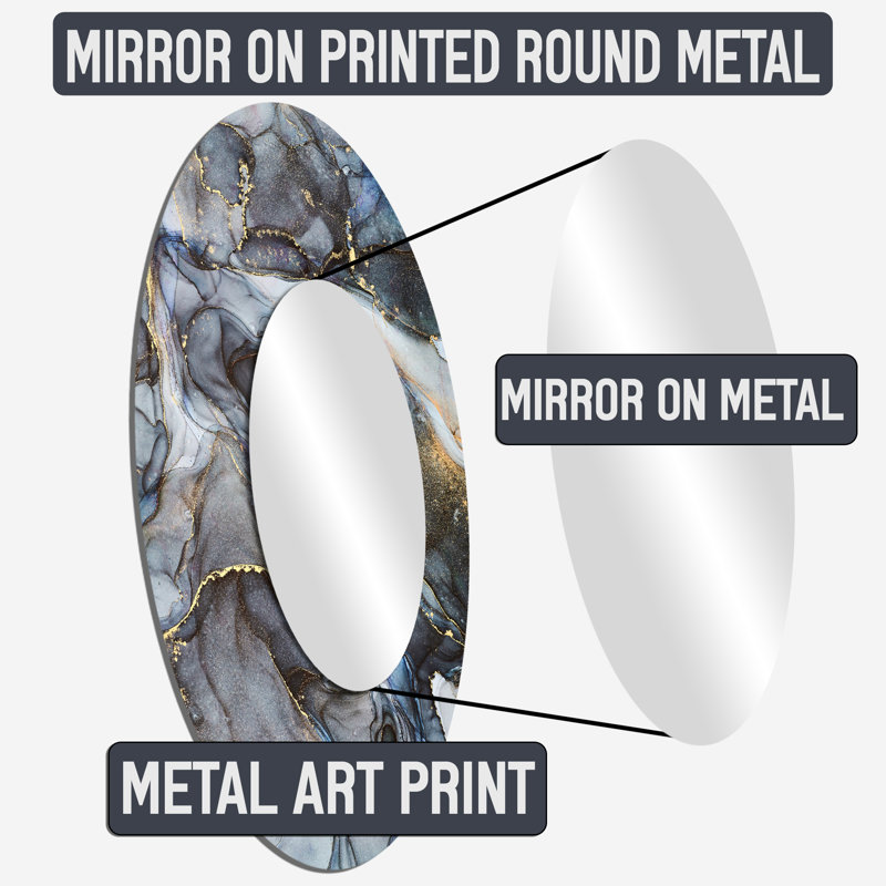 Miroir mural doré et noir Mystic MÚlange III - formes abstraites, miroir rond doré, 23 po x 23 po