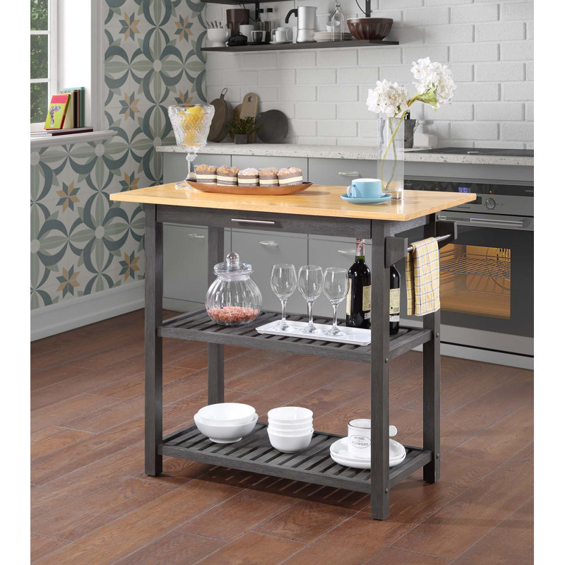 Janxiel 40'' Wide Prep Table with Drawer, Wirebrush Dark Gray