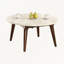 Table basse moderne Modern Dorian - Plateau en marbre blanc élégant avec base en noyer et pieds fuselés