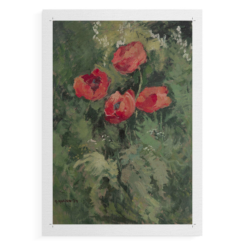 Imprimé floral rétro CCLX - impression sur toile seulement - non encadrée, H 18 po x l 12 po