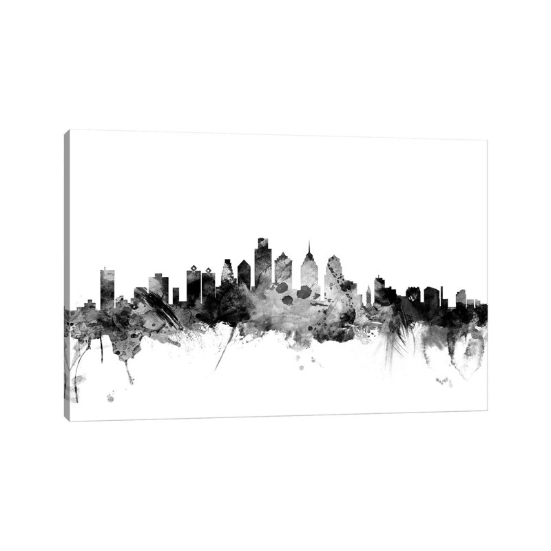 Philadelphia, Pennsylvania In Black & White by Michael Tompsett - Wrapped Canvas Gallery-Wrapped Canvas Giclée