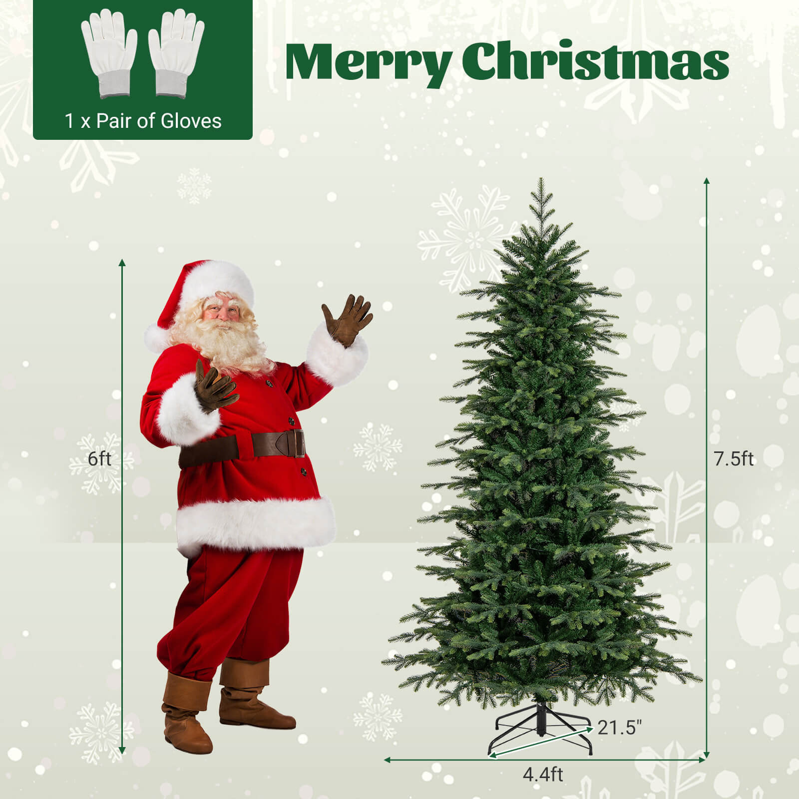 9' Pre-Lit Christmas Tree, 7.5'