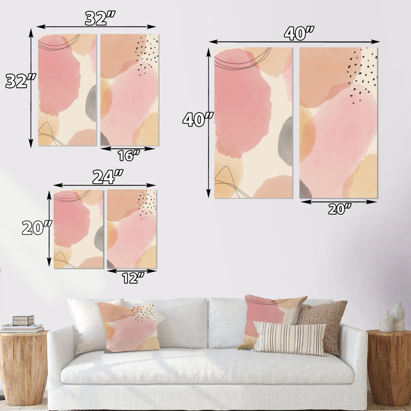 «Abstract Pastel Minimalistic Clouds I», ensemble de 2 peintures, Toile tendue, H 20 po x l 24 po x P 1 po
