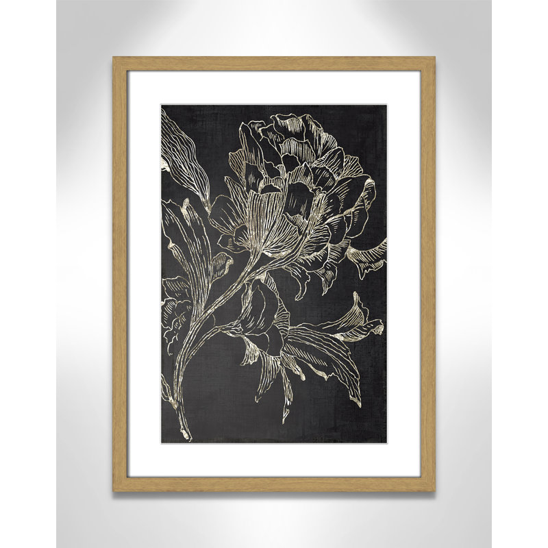 Clarendon Golden Flower Folklore I by Asia Jensen - Picture Frame Graphic Art Print, 23" H x 17" W, Brown Framed