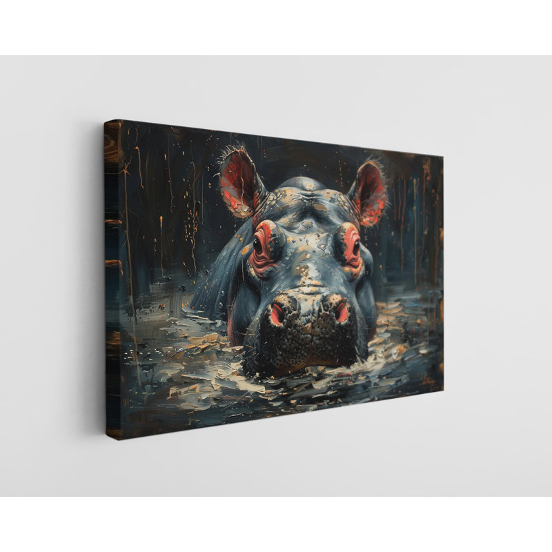 Reproduction d'art sur toile, peinture à l'huile d'un hippopotame dans l'eau, décoration murale moderne pour la maison et le bureau