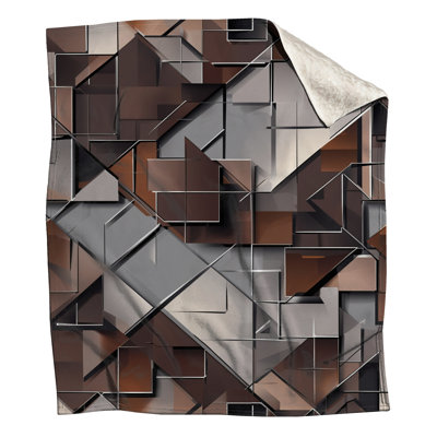 Couvertures géométriques cubes gris brun