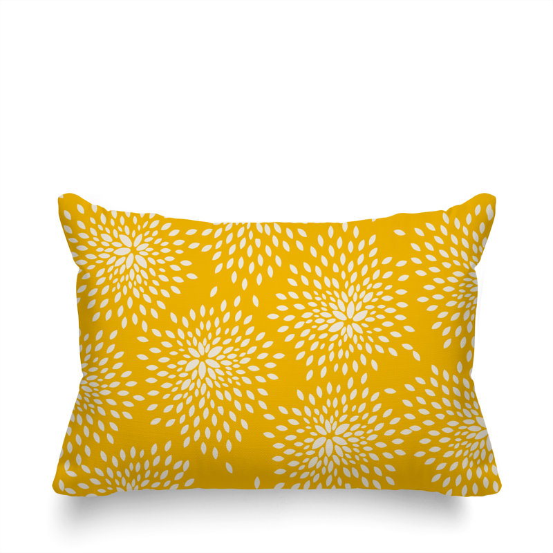 Housse et insert de coussin rectangulaire intérieur / extérieur en polyester filé Bavière, Jaune / crème