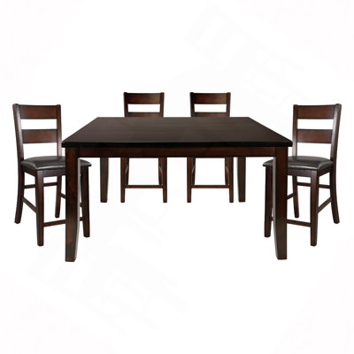 Table de salle à manger à hauteur de comptoir avec rallonge et chaises à hauteur de comptoir en bois de style transitionnel