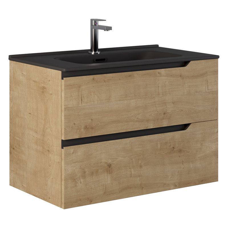 Meuble-lavabo simple 32 po Arden, Blonde Wood, 32", Black