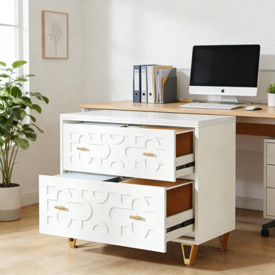 Classeur de bureau avec 2 tiroirs et poignées en métal