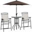 Ensemble de salle à manger d'extérieur 4 pièces avec parasol ajustable et table en verre-561819785