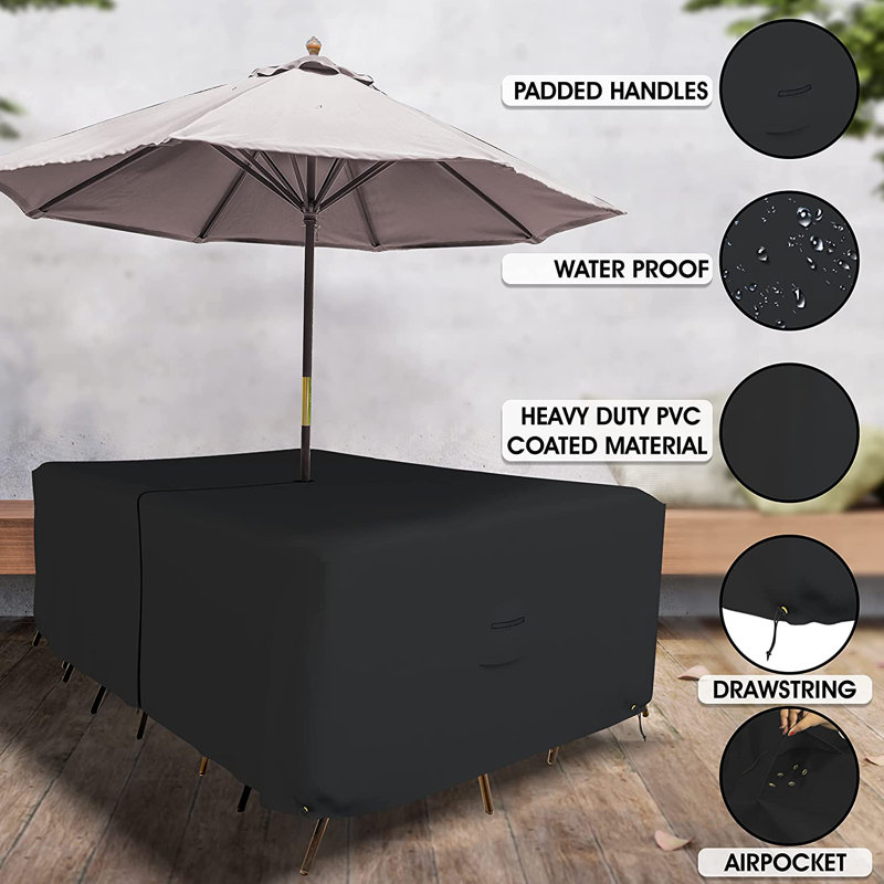 High Density Outdoor Rectangular Table & Chair Set Cover, Patio Table Set Cover, 23" H x 88" W x 58" D