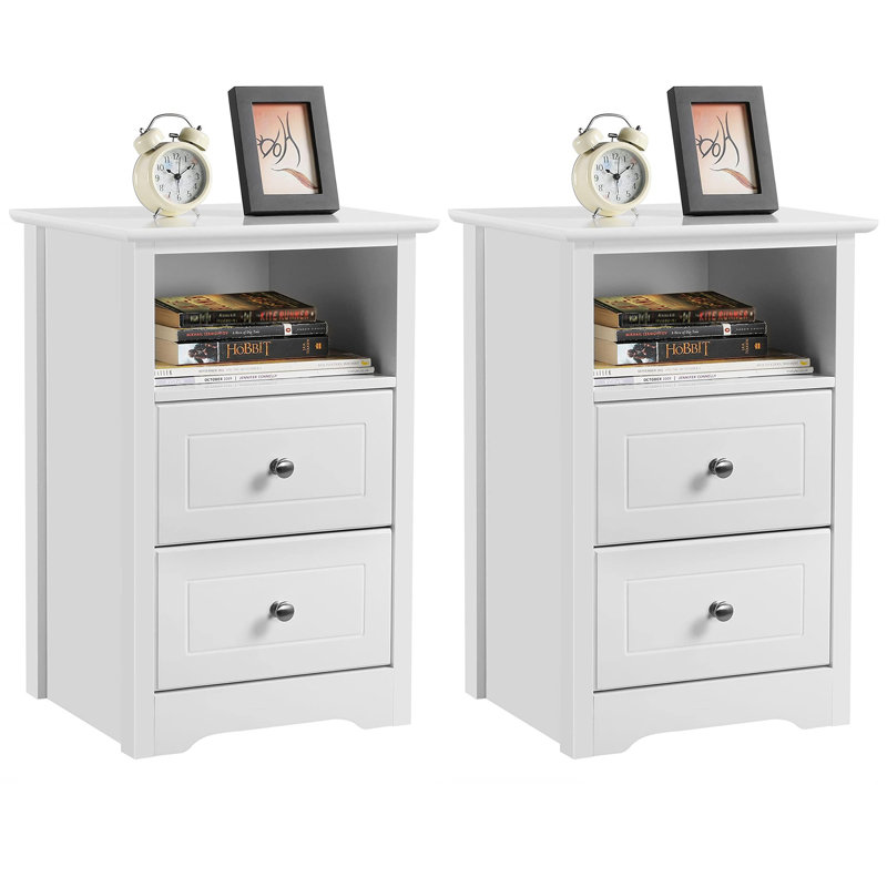 Laverriere 40cm W Manufactured Wood Bedside Table, White