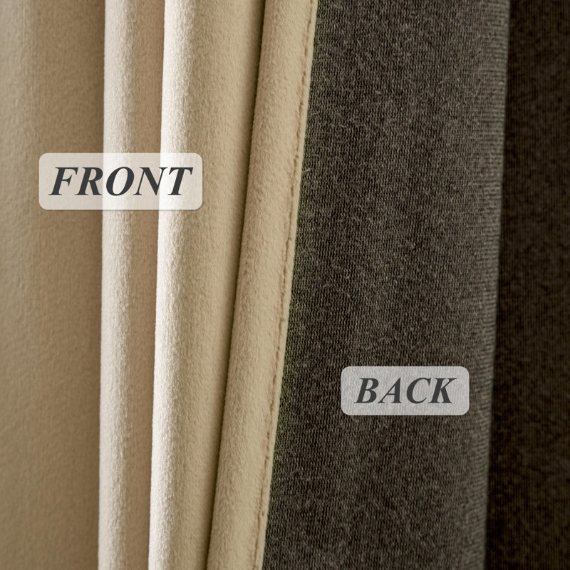 Ensemble de 2 rideaux obscurcissants en velours, Beige chameau, L 52 po x L 96 po