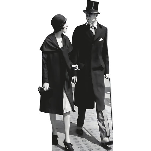 H81016 Élégant couple de New York 1928 découpé en carton debout debout