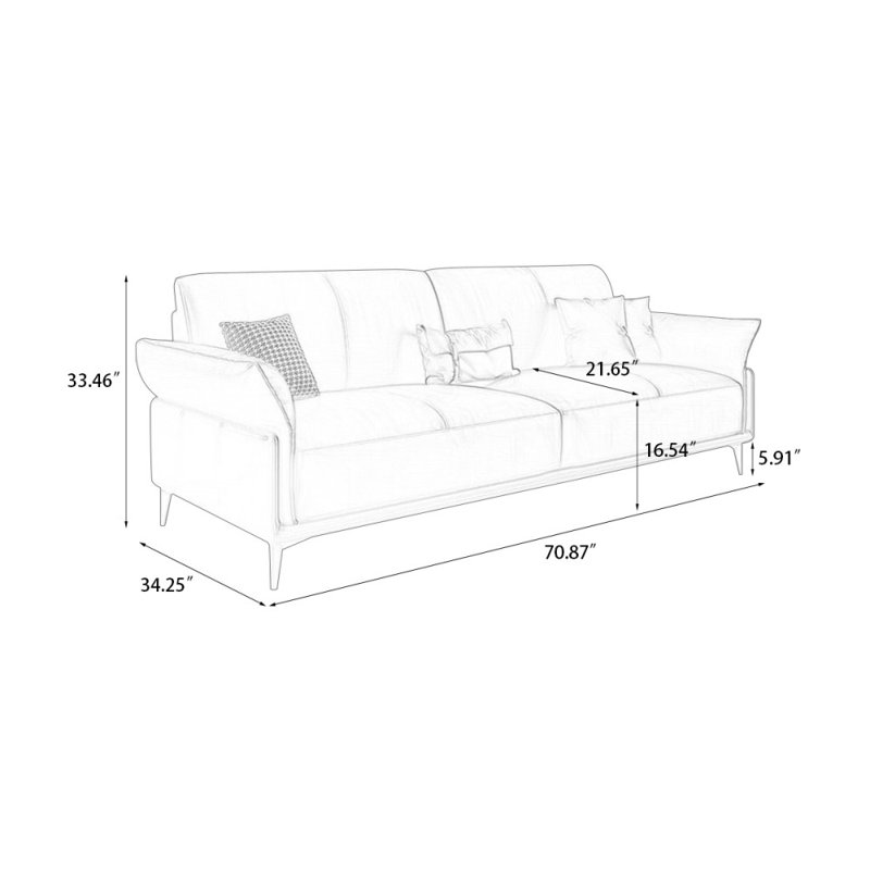 Coussin modulaire en cuir véritable, Café, H 33,46 po x l 70,87 po x P 34,25 po