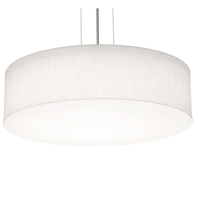 Luminaire suspendu tambour 3 lumières Kley, Lin blanc, H 5,5 po x l 19,25 po x P 19,25 po