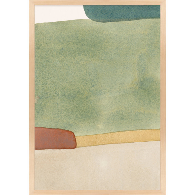 «Divided Distant Green» par Julia Balfour - peinture encadrée, L 17,50 po x H 25 po, Cadre érable