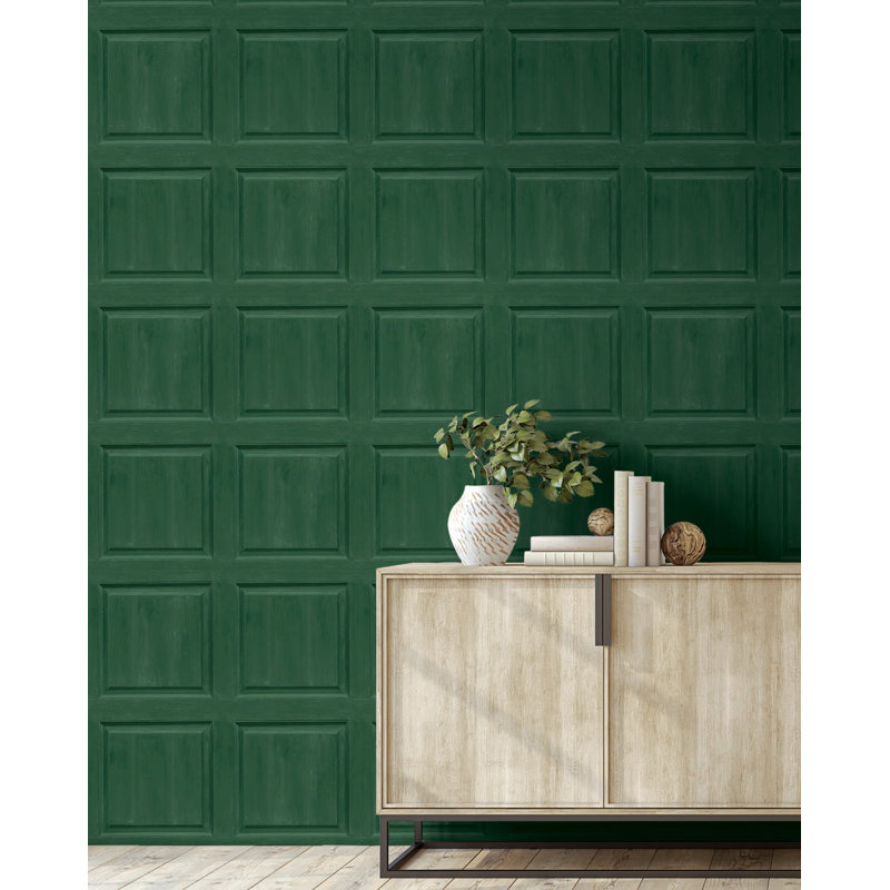 Dora Arthouse 18' L x 20.5" W Peel and Stick Wallpaper Roll, Emerald Green
