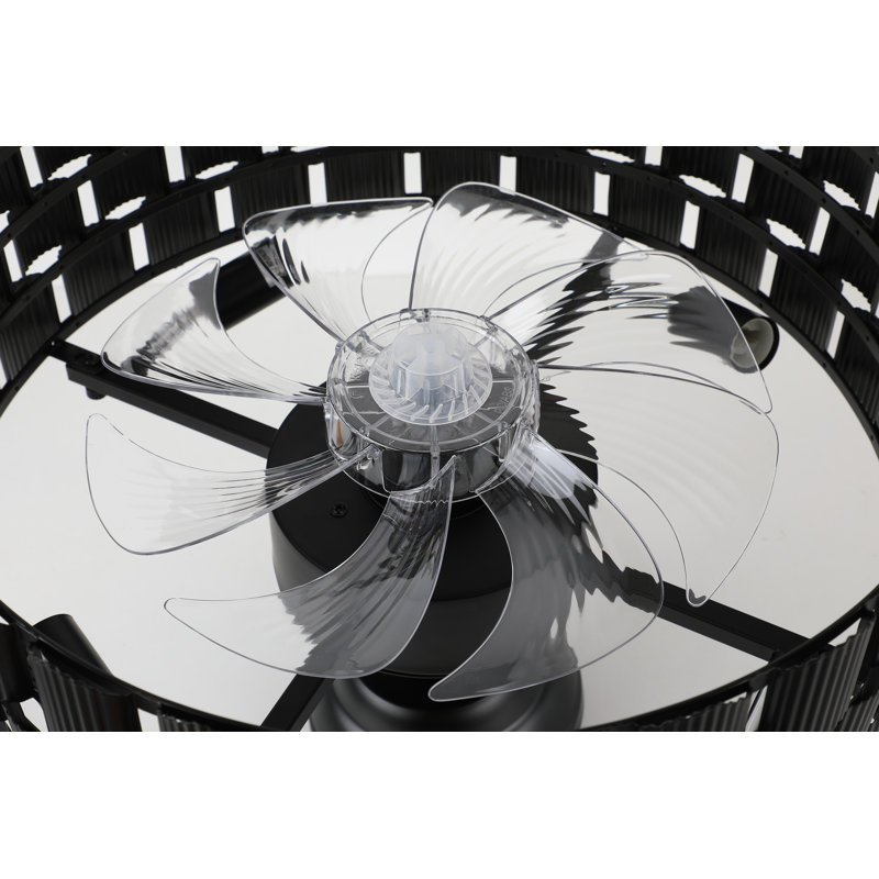 Katia 17.7" Modern Black Ceiling Fan With Light, Reverse 6 Speeds Dimmable and Remote Included