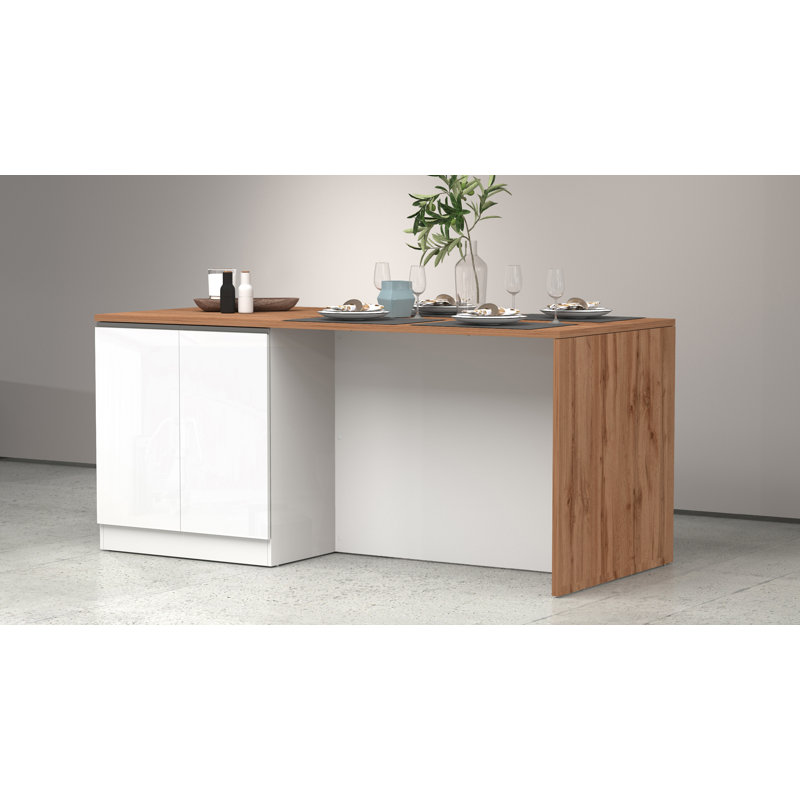 Sadrac Wood Kitchen Island, White/Oak