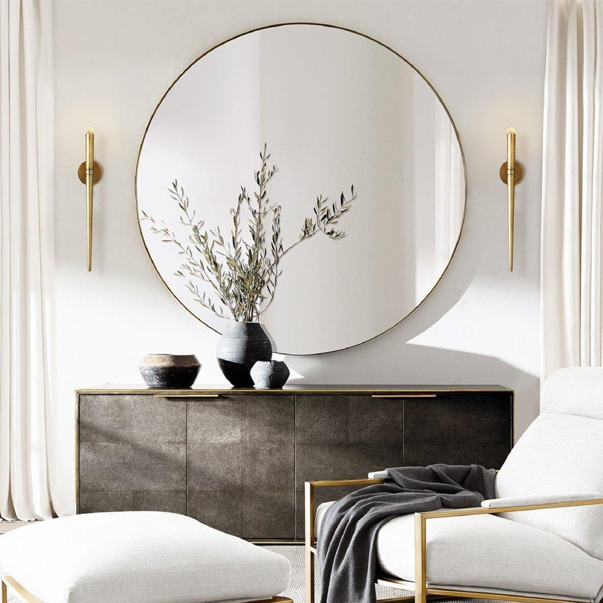 Decorative Silver Round Mirrors from $177