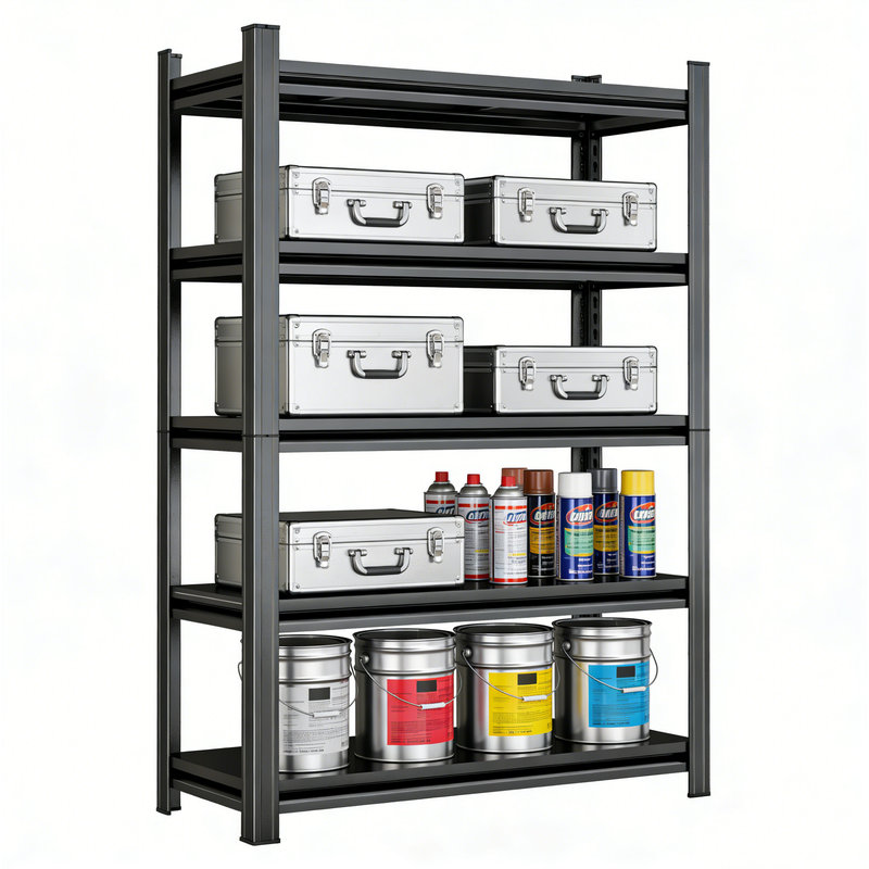 Étagère de rangement à 5 niveaux, étagère réglable en métal 2200 lb, noir, nécessite un assemblage