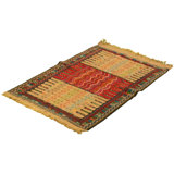 Tapis décoratif en laine rouge/brun clair de conception unique noué à la main New Age de 3 pi 7 po x 5 pi 9 po Bo ? ENA