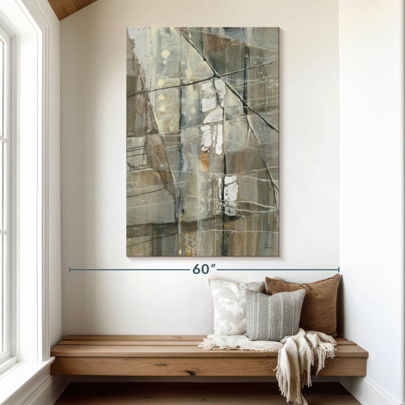 Abstrait argent Avery, H 51 po x l 34 po