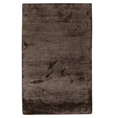 Hand Knotted Area Rug in Dark Brown