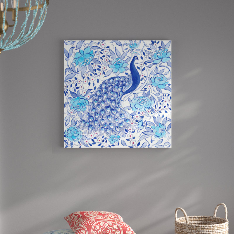 Peacock Garden III by Miranda Thomas - No Frame Painting on Canvas, 76cm H x 76cm W