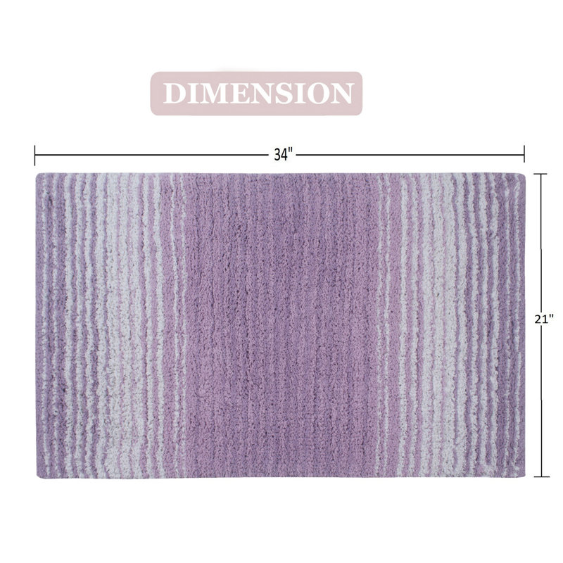 Griffie Plush 100 % Cotton Bath Rug, Single - 21" L x 34" W, Purple