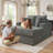 53 Inch Upholstered Chaise Lounge, Plush Sleeper Chair with Throw Pillows and Armrests, Sofa Bed Indoor for Living Room-652199184