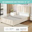 Structure de lit simple tapissier en lin avec rangement, sommier avec tête de lit réglable et 2 tiroirs, aucun sommier requis, base de lit à lattes en bois, beige-636023030-636023028