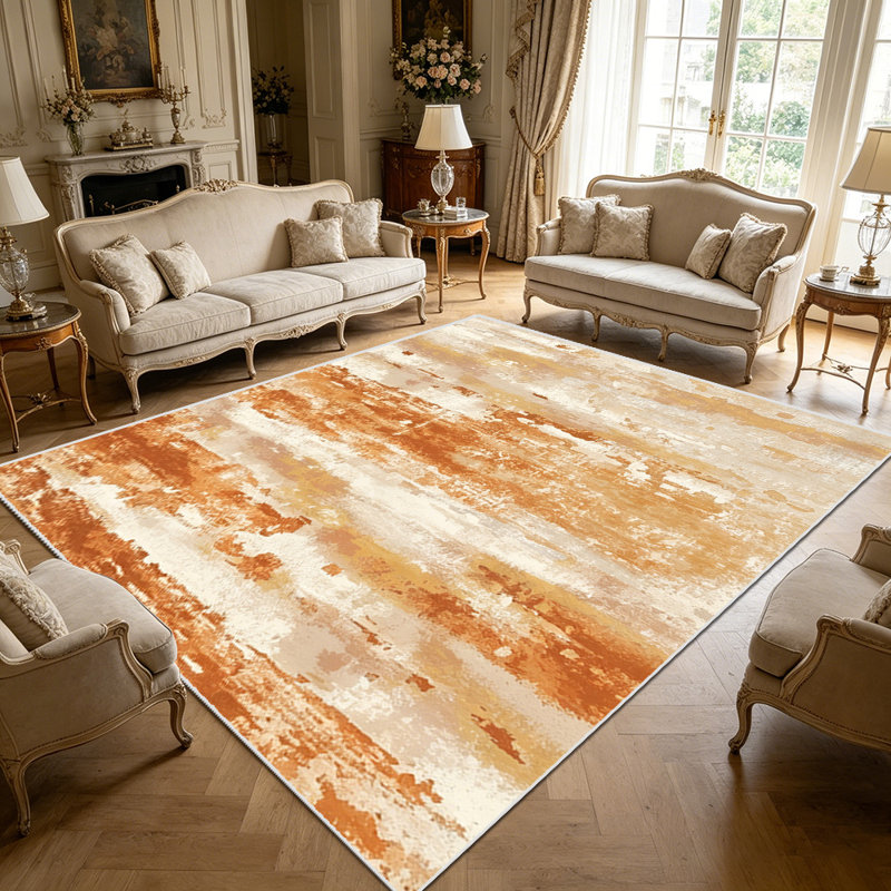 1PC Vintage Rust Streaked Abstract Distressed Print area rugs, Soft and Comfortable, easy-to-maintain, machine washable Indoor floor mat, suitable for living room, bedroom, kitchen entryway, patio, balcony, dining room, Home Decor, Outdoor Decor.