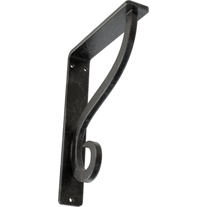 Support simple en fer forgé Ashford, H 8 po x l 1,5 po x P 5,5 po, Argent antique