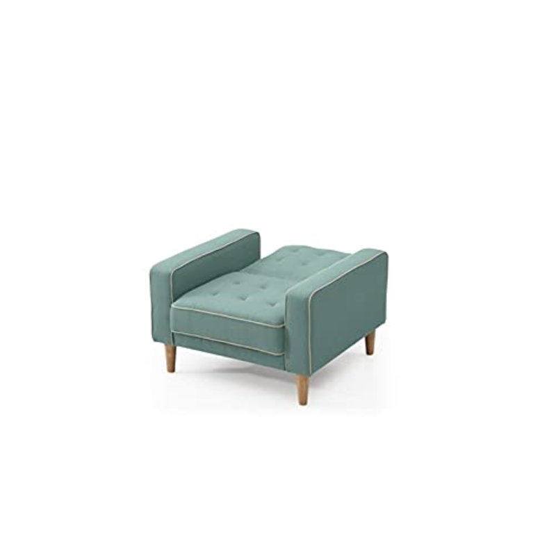 Fauteuil capitonné 36 po l 36 po, Velours bleu clair