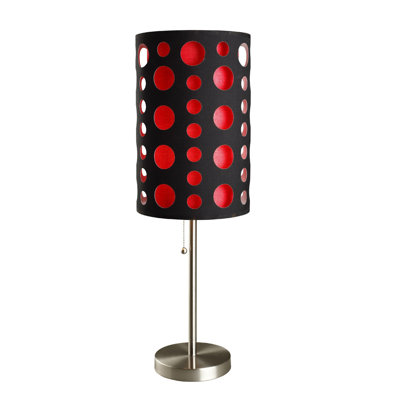 Lampe de table 33 "à pois gris et blanc Mod