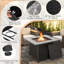 Ensemble de meubles de patio 7 pièces avec foyer d'extérieur au gaz propane 35 po et housse imperméable brun-1430901549