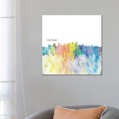 New Orleans Skyline Silhouette Impressionistic Splash by Markus & Martina Bleichner - Wrapped Canvas Painting