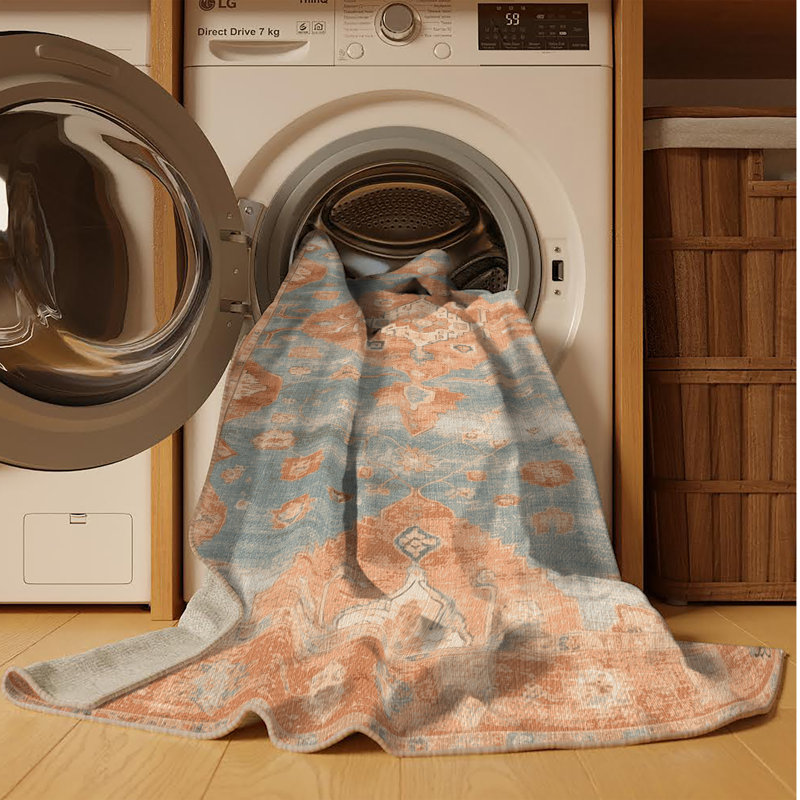 Tapis brun lavable à la machine, Rectangle 7 pi x 9 pi