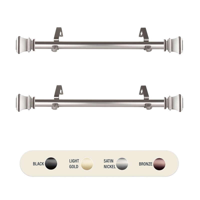 Tringle à rideaux simple réglable de 12 à 20 po, Nickel satiné