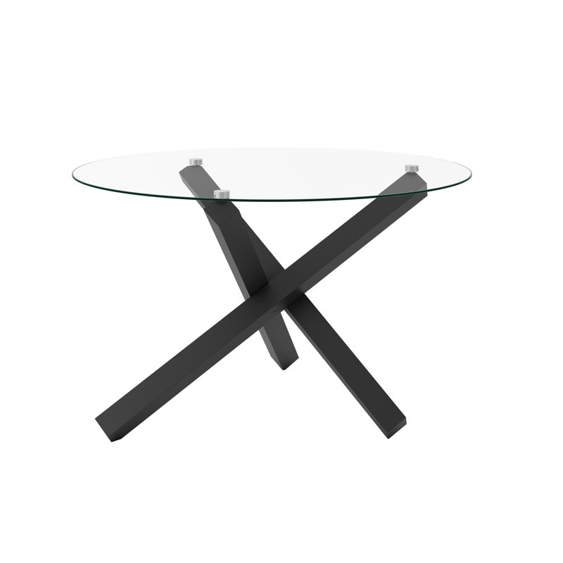 CAPRI GLASS TOP DINING TABLE, Black