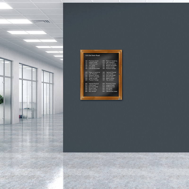 Aluminum Enclosed Wall Mounted Letter Board, Oak Wood, One, 36" H x 30" W